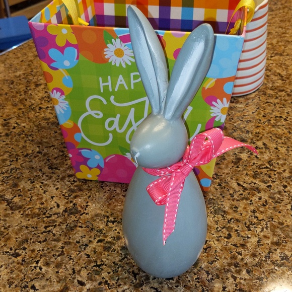 Other - Bunny Figurine 10" Rabbit Decor Hare Spring Forest Animals Easter Gray Tall